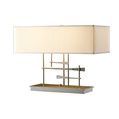 Table Lamp Hubbardton Forge Black dog statue lamp with ivory shade